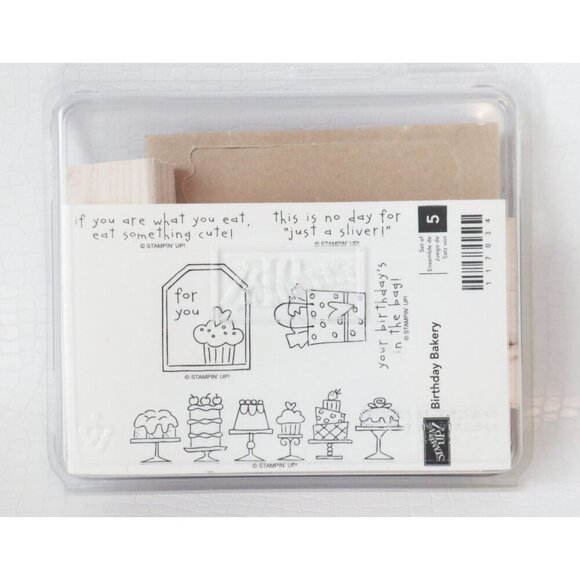 5 Vintage Rubber Stamp Birthday Bakery Stampin Up For You Desserts Present - Picture 1 of 2